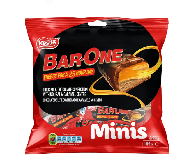 Nestlé Bar-One Minis 189g - Milk Chocolate Nougat & Caramel Share Pack