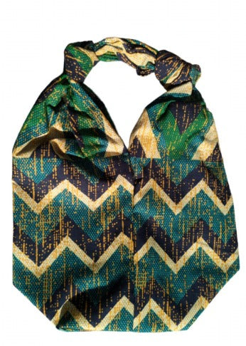African Print Knot Bag | Green Chevron Ankara Wrist Bag