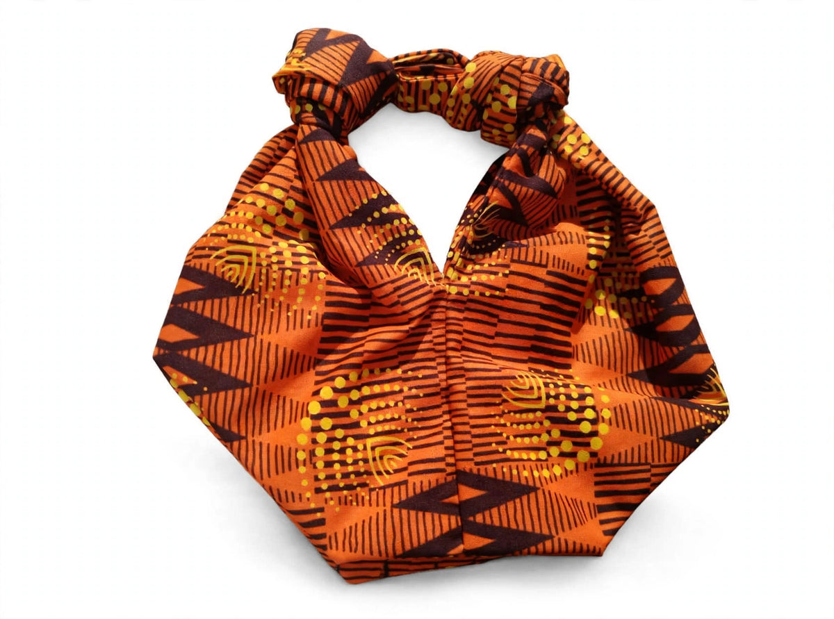 Orange Mudcloth Knot Bag | African Print Ankara Wrist Bag